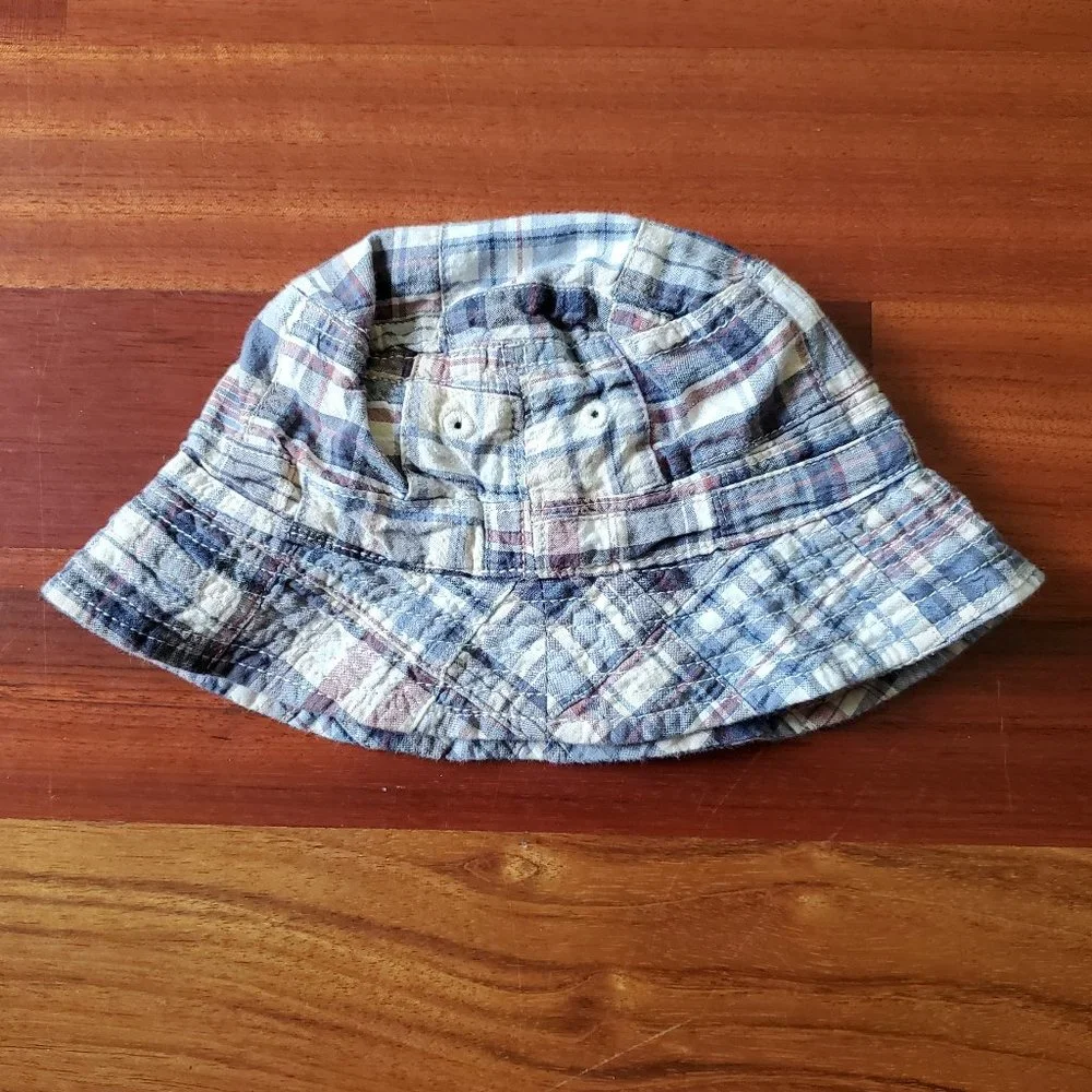 Baby Gap Blue/Gray Plaid Beach Hat 12-18 Months